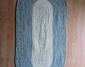 Custom Jelly Roll Rug, Bee Theme Oval Mat, Cotton Fabric Home Decor