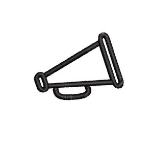 Op de afbeelding: Een zwart-witte omtrek van een megafoon.