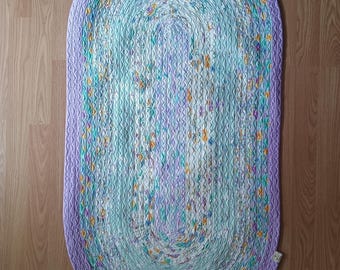 Custom Oval Jelly Roll Rug, Lilac Cotton Quilting Fabric, 25" x 45"