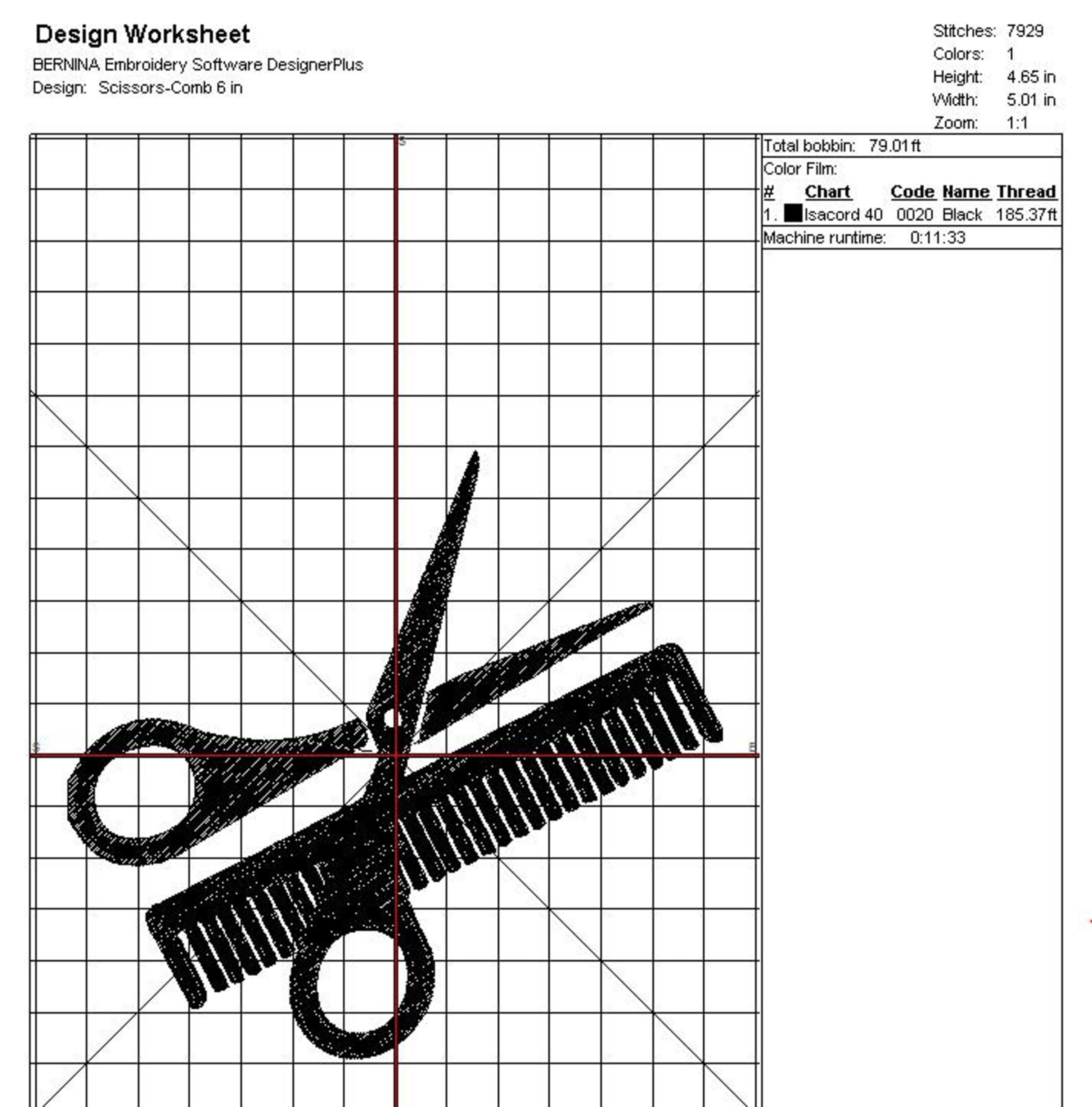 Scissor and Comb Machine Embroidery Design 4 Sizes Scissor Etsy