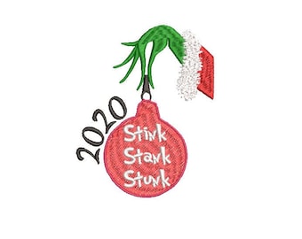 Grinch 2020 Machine Embroidery Design, 2 SIZES, Stink Stank Stunk, Grinch Christmas Design, Grinch Embroidery Design