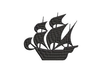 Pirate Ship Machine Embroidery Design, 3 Sizes (Digital Download)