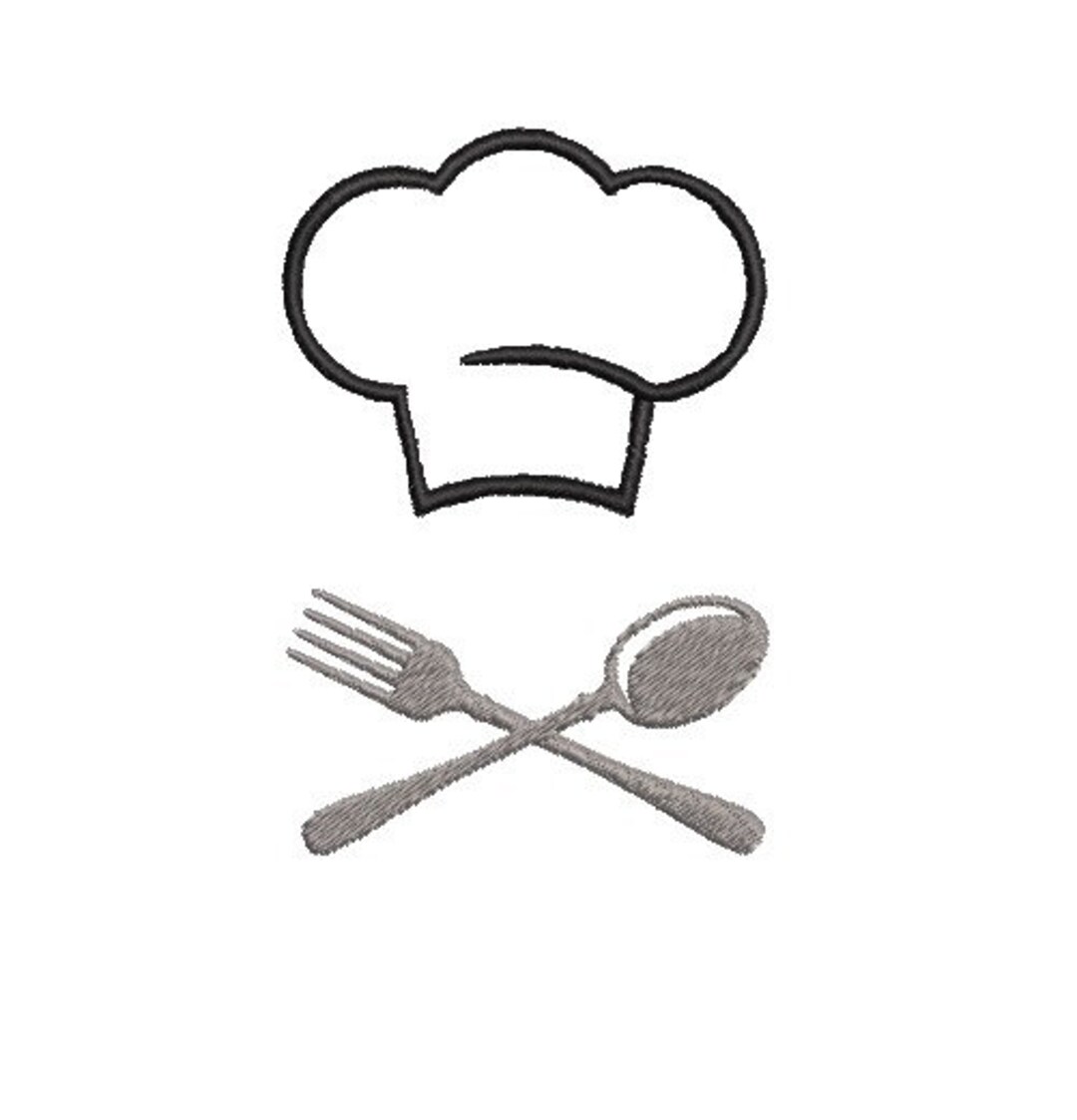 Chef Hat Embroidery Design, Cooking Utensils Machine Embroidery Design