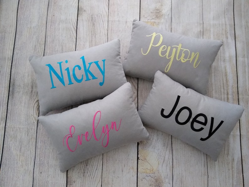 boy son gift new baby 12x18 Pillow baby shower, Name embroidered pillow girl daughter gift GRAY Cover with Insert