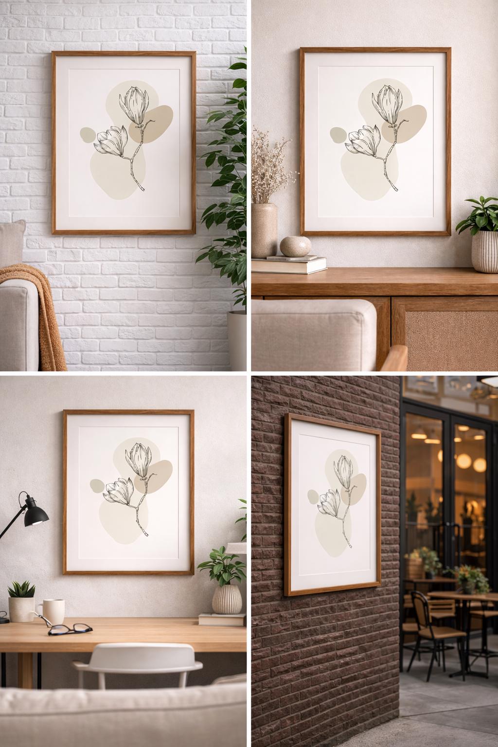 Minimalist Floral Line Art Printable | Neutral Botanical Wall Art ...