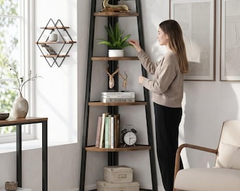Corner Bookcase | Modern Minimalist | Living Room & Home Office Storage