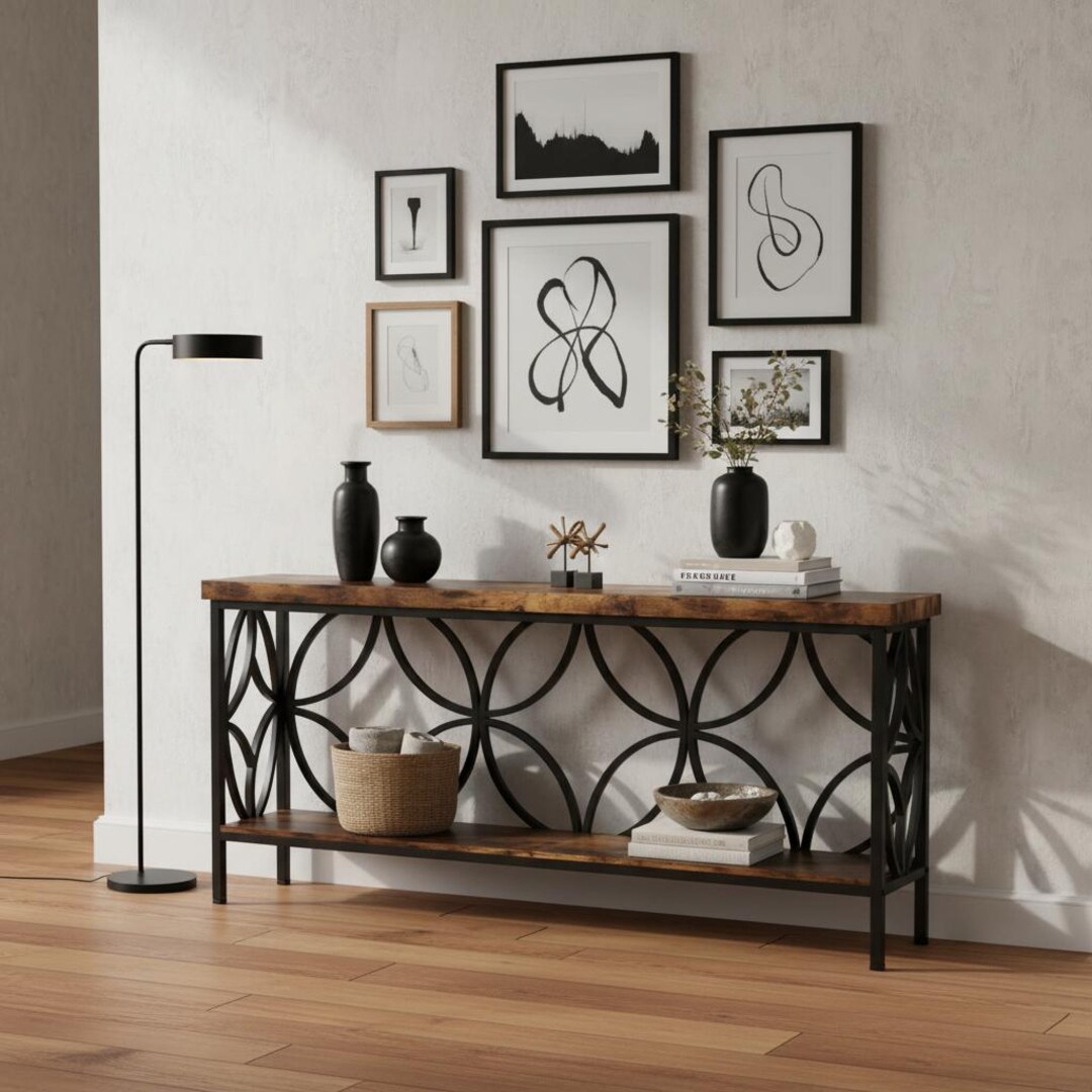 Long Console Table | Industrial Rustic Design | Entryway & Living Room ...