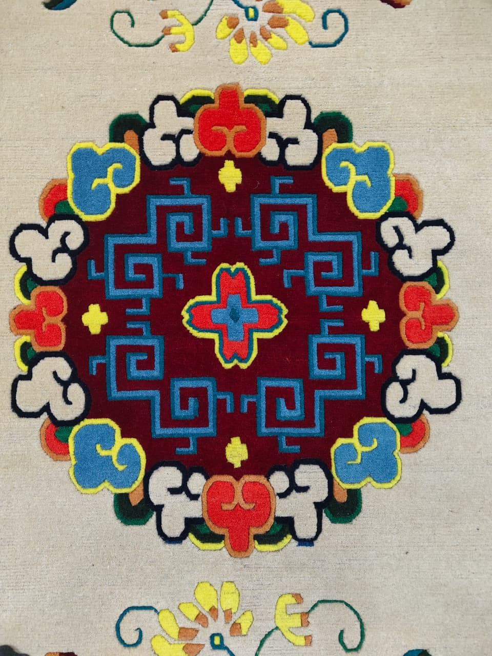 Handmade Wool Tibetan Rug, Longevity Symbol, Feng Shui Decor - Etsy