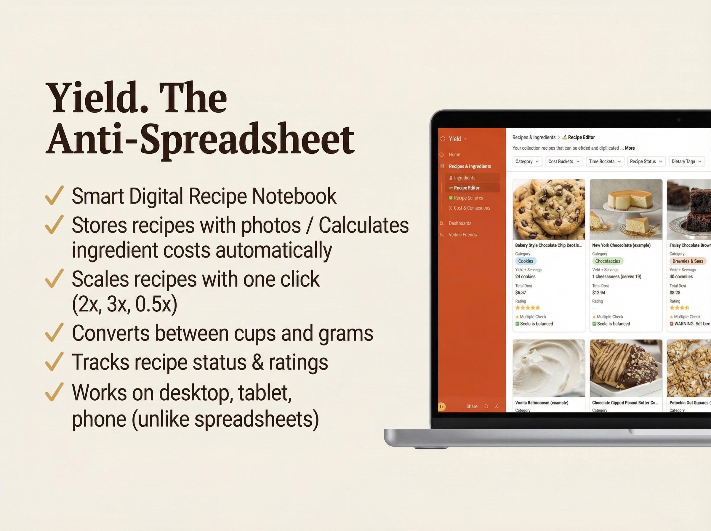 Yield: the Smart Recipe Database | Auto-scaling, Cost Calculator ...