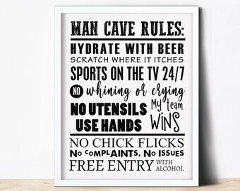 Man Cave Rules Print Sports Printable