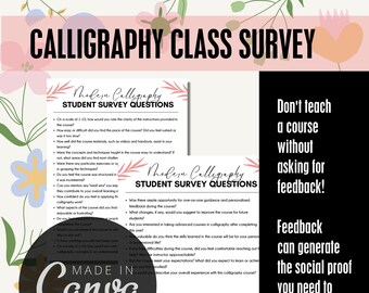 Canva Survey, Canva Template, Modern Calligraphy, Calligraphy Class, Course Survey, Made in Canva, Calligraphy Practice Sheets
