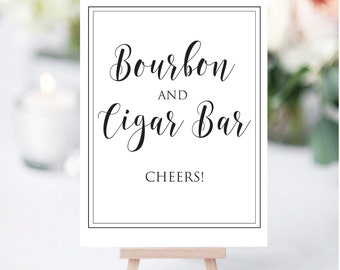 Bourbon & Cigar Bar Sign for Wedding Special Event