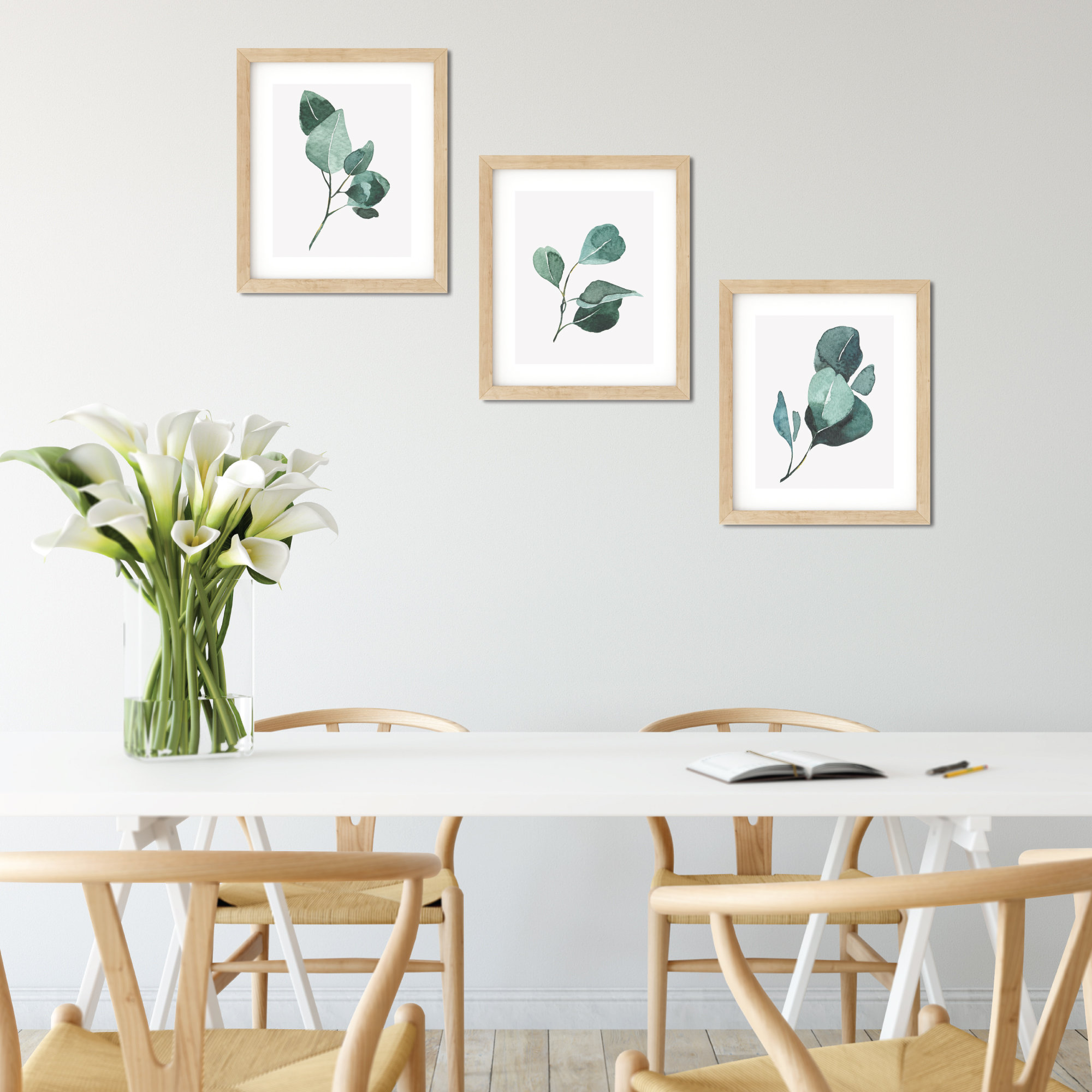 Leafy Wall Art Leaf Art Prints or Greenery Set of 3 | Etsy