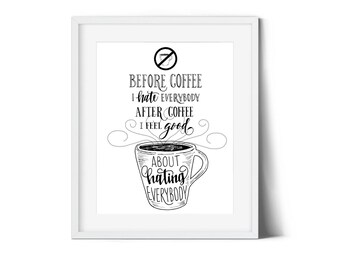 Coffee Wall Art Ilustration Humorous