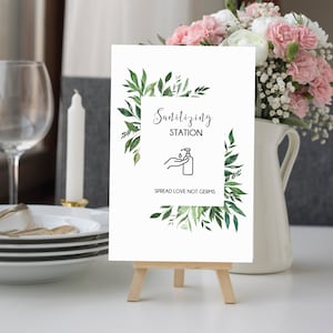 Sanitize / Sanitizing Sign / Spread Love Not Germs / Wedding Safety / Guests Safety / 4x6 / 5x7 / 8x10 / Wedding Sign / Instant Download