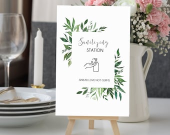 Wedding Sanitizing Station Sign, Spread Love Not Germs (Instant Download)