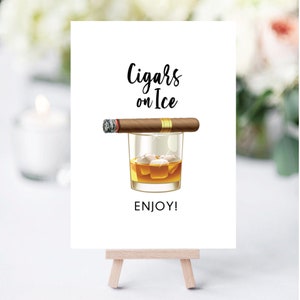 Bourbon and Cigar Bar / Cigar Bar Sign Download / Cigars on Ice / Cigar Bar Station Sign