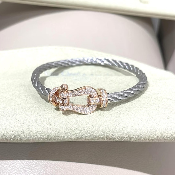 Retro 18K Gold Bracelet, Vintage fred Horseshoe Bracelet, Classics sterling silver Bracelet, unique diamond Bangles, Valentine Gifts