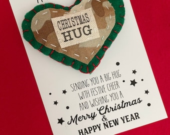 Christmas Camo Pocket Hug Deployment Gift | Missing You at Christmas Gift | Military Care Package | Camouflage Gift | One Day Closer