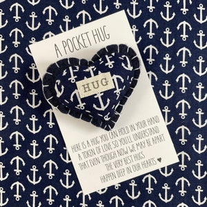US Navy Deployment Gift | Deployed Navy Care Package | Anchor Pocket Hug | Navy Mom Keepsake| Navy Wife | Navy Veteran Gift | Navy Military