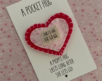 Mom Hug | Moms Pocket Hug Lasts Long After She Lets Go | Pocket Hug From Mom | Gift From Mom | Long Distance Gift From Mom