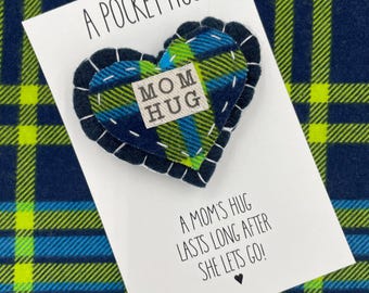 Boy Mom Pocket Hug | College Freshman Gift | Sending Love From Mom | I Miss You Gift | A Mothers Love | Mother Son Gift | Care Package Gift