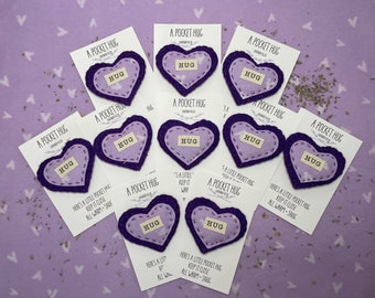 10 Lavender Filled KeepSake Pocket Hug Favors for Boho Wedding Shower Theme | Flower Girl Gift | Wedding Thank You | Bridesmaid Gift