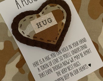 Deployment Gift | Military Gift for Him | Camo Pocket Hug | Army Wife | Army Mom | Army Graduation Gift | Long Distance Relationship Gift