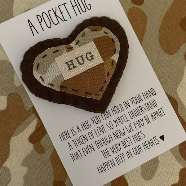 Deployment Gift | Military Gift for Him | Camo Pocket Hug | Army Wife | Army Mom | Army Graduation Gift | Long Distance Relationship Gift