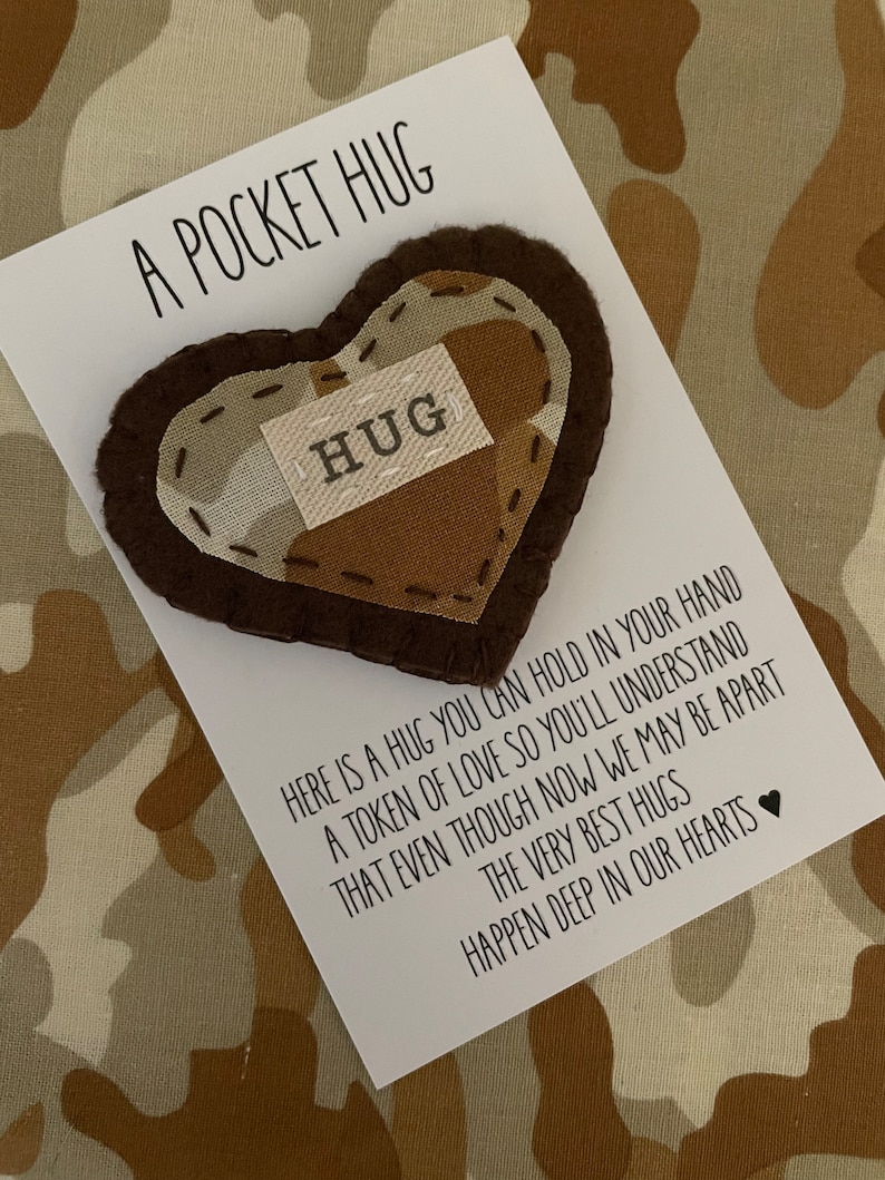 Camo Pocket Hug Deployment Always With You Token Missing You Gift Military Gift Camouflage Gift Thinking of You One Day Closer image 1