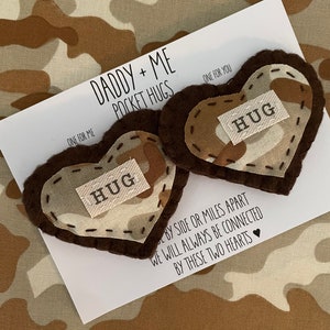 Camo Daddy and Me Keepsake Pocket Hug Set for Military Deployment Gift | Long Distance Memento Gift | Dad and Me Gift