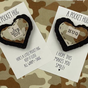 Deployment Gift | Military Gift for Him | Camo Pocket Hug | Army Wife | Army Mom | Army Graduation Gift | Long Distance Relationship Gift