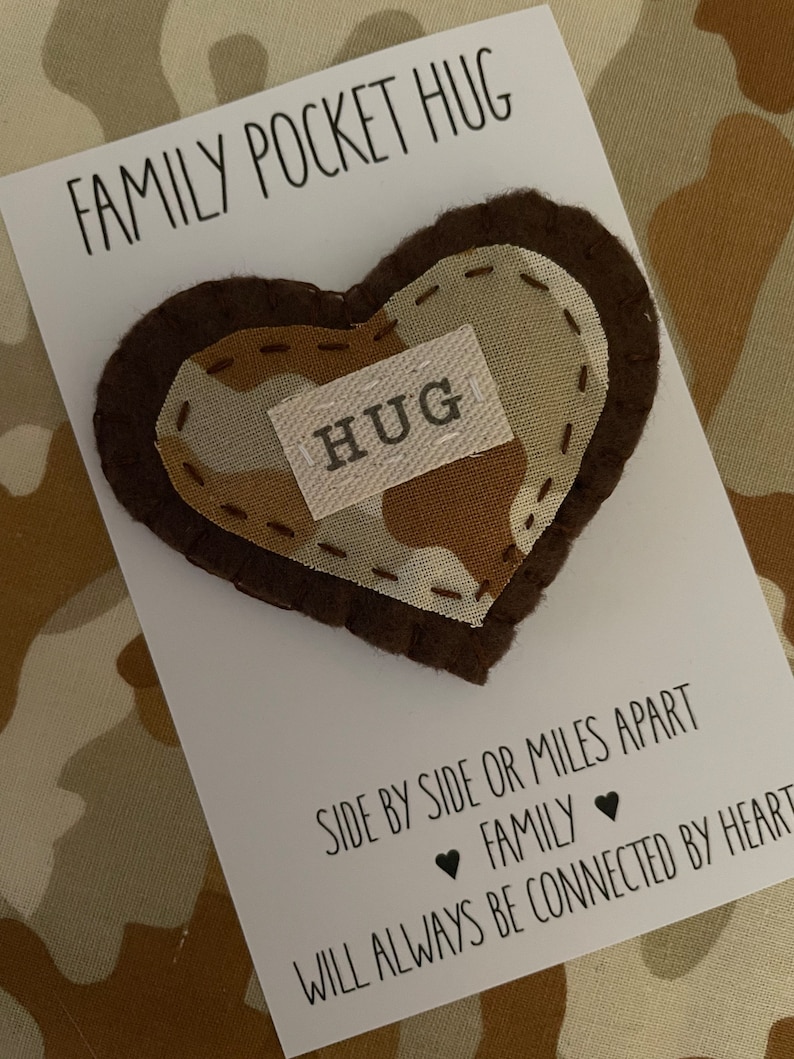 Camo Pocket Hug Deployment Always With You Token Missing You Gift Military Gift Camouflage Gift Thinking of You One Day Closer image 5