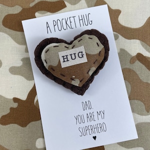 Camo Pocket Hug Deployment Always With You Token Missing You Gift Military Gift Camouflage Gift Thinking of You One Day Closer image 3