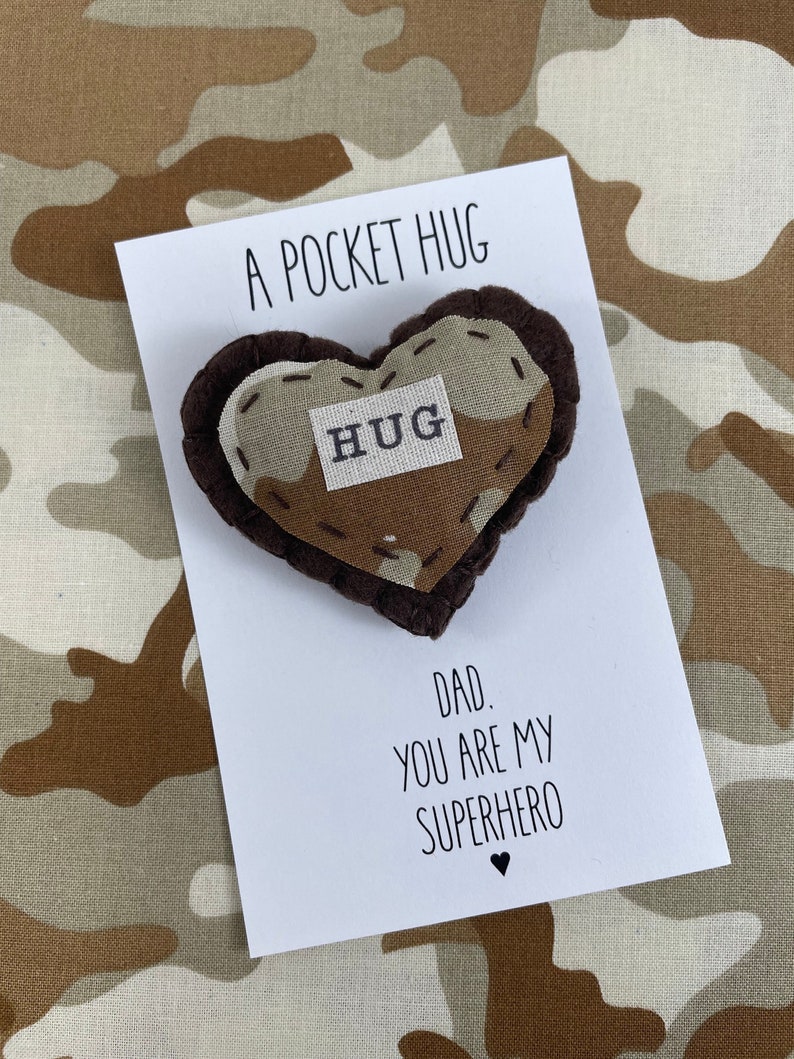 Camo Pocket Hug Deployment Always With You Token Missing You Gift Military Gift Camouflage Gift Thinking of You One Day Closer image 3