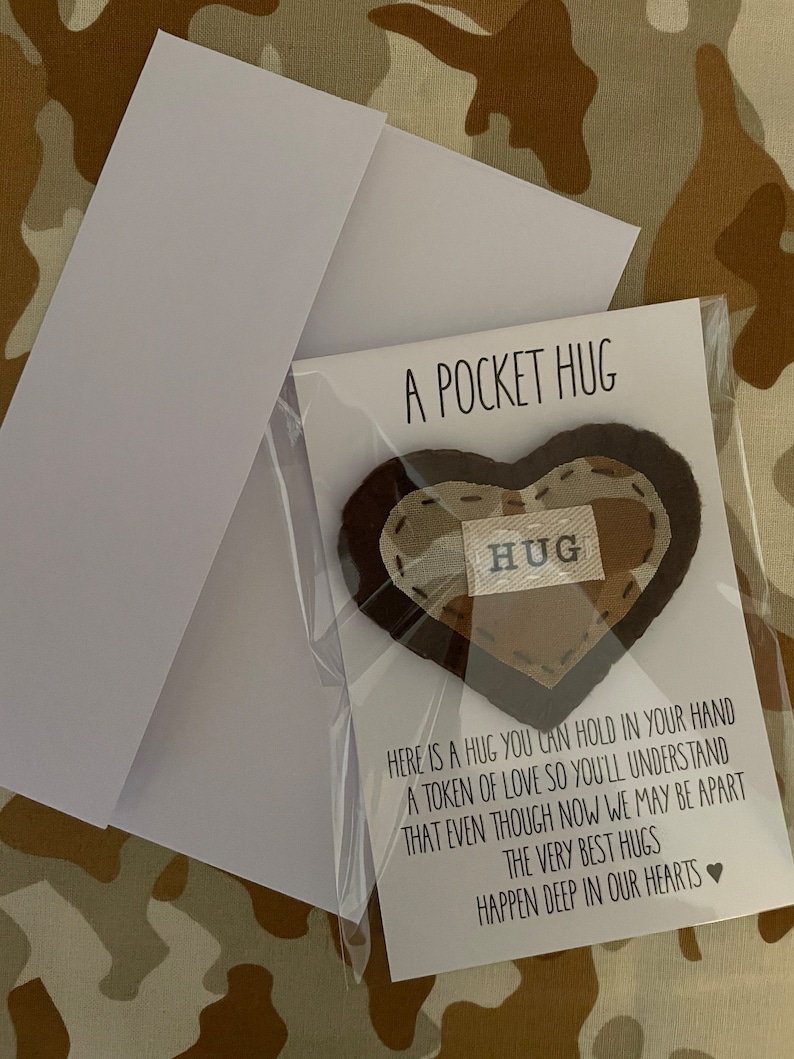 Camo Pocket Hug Deployment Always With You Token Missing You Gift Military Gift Camouflage Gift Thinking of You One Day Closer image 8