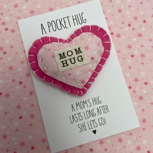 Mom Hug | Moms Pocket Hug Lasts Long After She Lets Go | Pocket Hug From Mom | Gift From Mom | Long Distance Gift From Mom