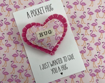 Flamingo Gift | Pink Flamingo Pocket Hug | Self Care Box | Small Get Well Gift | Gifts Under 10 | Send a Hug | Flamingo Gift for Mom