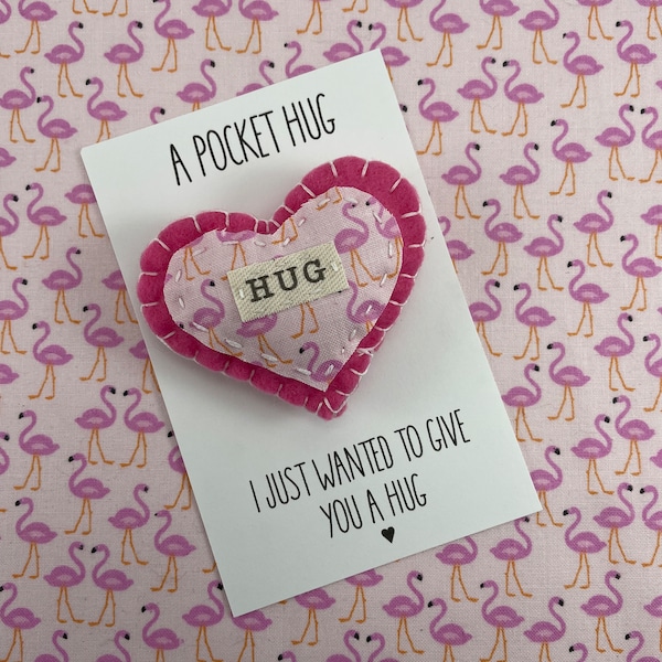 Flamingo Gift | Pink Flamingo Pocket Hug | Self Care Box | Small Get Well Gift | Gifts Under 10 | Send a Hug | Flamingo Gift for Mom