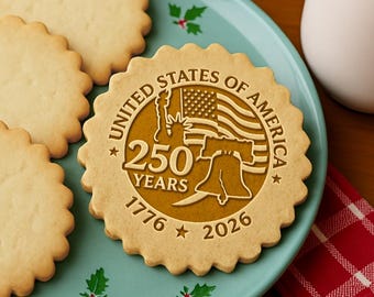 USA 250 Years Cookie Stamp – Patriotic America Baking Embosser (1776-2026)