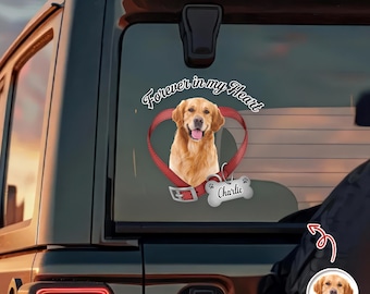 Custom Dog Photo Memorial Car Decal – Forever In My Heart Remembrance Sticker
