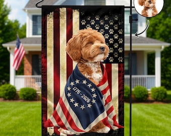 Custom Dog Photo Garden Flag – American Patriot Pet Decor