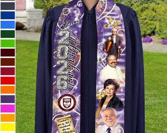 Custom Photo Graduation Stole, Personalized Class of Memories Sash, Silk Keepsake