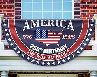 Personalized Family Name America 250th Birthday Fan Flag – Patriotic Porch Decor