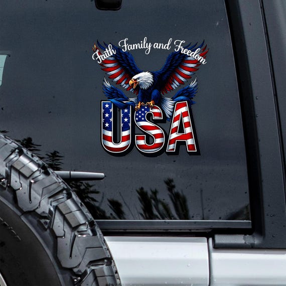Faith Family Freedom America 250 Years Car Window Decal – Patriotic USA 1776–2026 Vinyl Sticker Gift