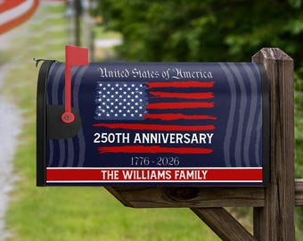 Personalized 250th Anniversary Mailbox Cover – Patriotic USA Decor