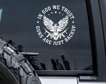 Eagle Car Window Decal – In God We Trust, Patriotic USA Vinyl Sticker