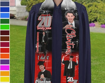 Custom Photo Graduation Stole, Personalized Silk Sash, Senior Grad Keepsake