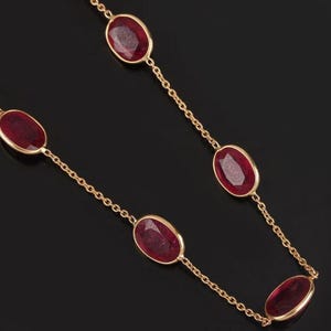 Handmade 14k Yellow Gold Ruby Necklace, DDP