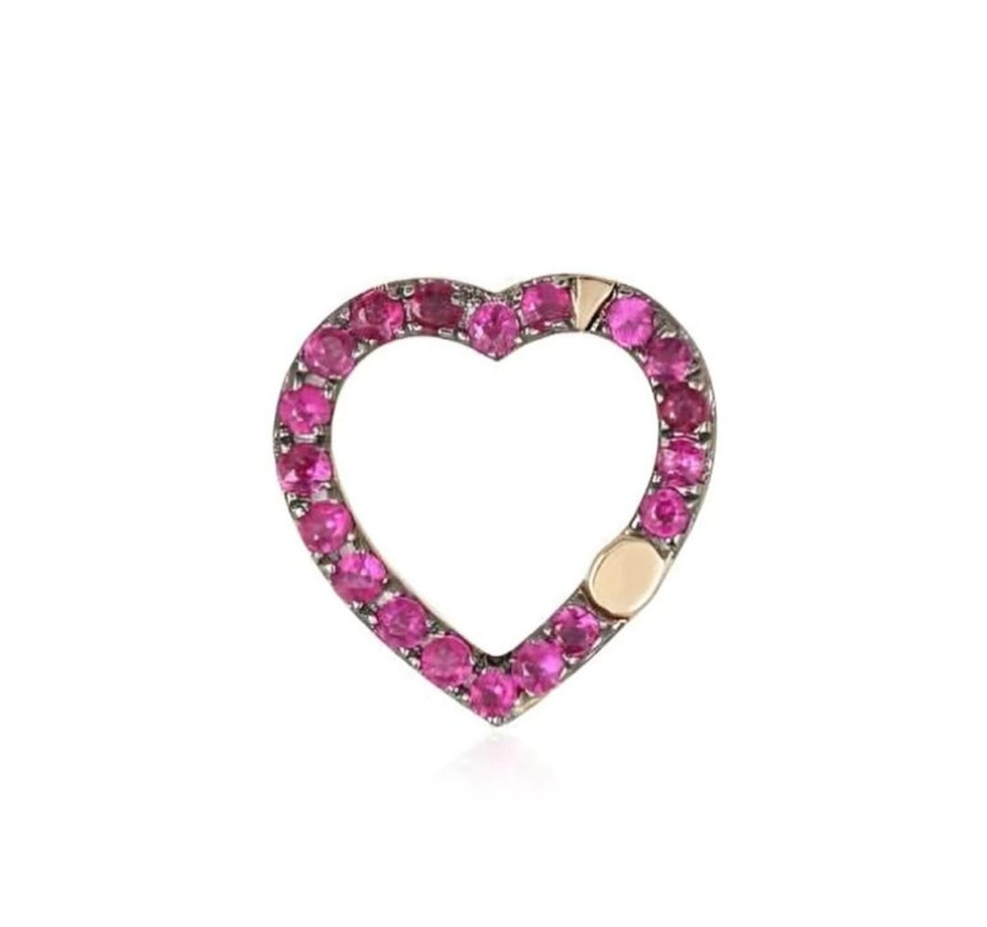 Ruby Yast Lock 14k Gold Heart Lock Ruby Pendant, Enhancer Charm - Etsy
